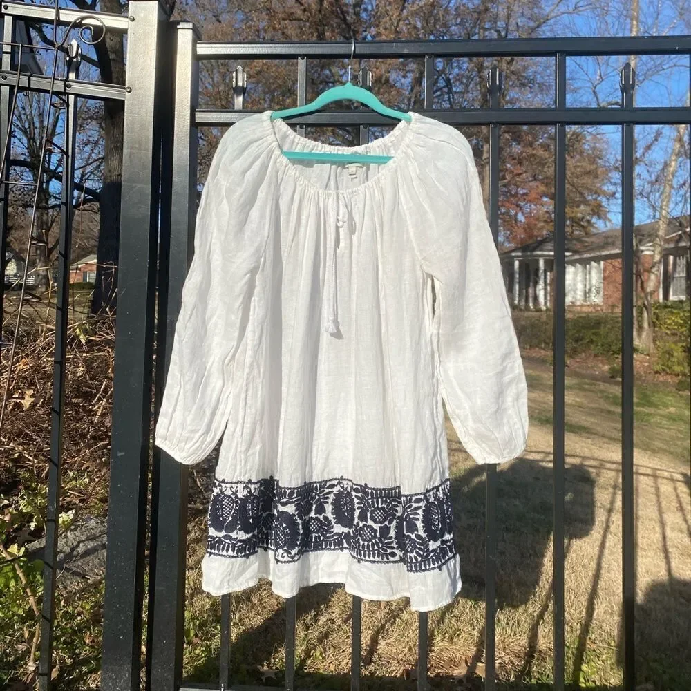 J Crew Embroidered Linen Tunic